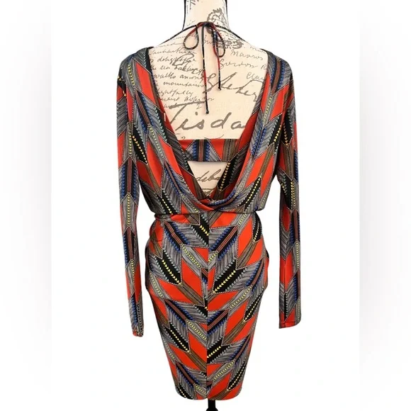 T-Bags Los Angeles Long Sleeve Knot Dress Bodycon Mini Size Small EUC Revolve - Picture 3 of 16